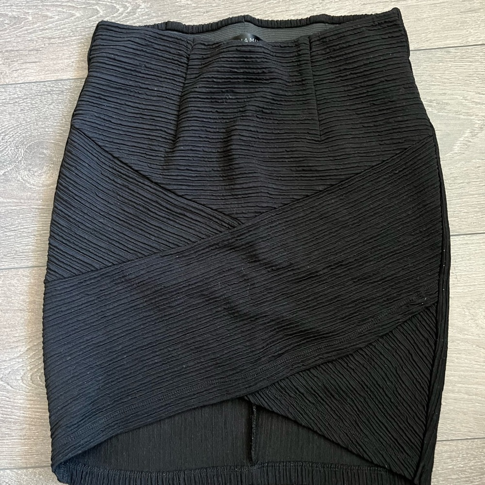 Dynamite Black Ribbed Wrap Pencil Skirt
